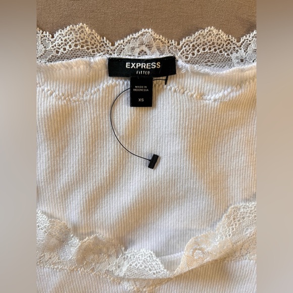 NWOT Express White Lace Trim Top - Picture 2 of 5